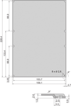 61000-012, Крышка стороны пайки печатной платы, 6 U, 233,35x160 мм