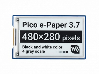 3.7inch E-Paper E-Ink Display Module for Raspberry Pi Pico, 480*280, Black / White, 4 Grayscale, SPI