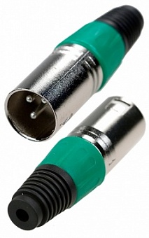 1-503 GR, Разъем XLR 3P шт металл цанга на кабель, зеленый