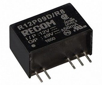 R12P09D/R8, Преобразователь DC/DC (вых.: 1Вт +9В -9В) SIP7