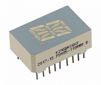 PSA05-11SRWA, 12.7мм 16-сегментный индикатор, красный ОА, 18мКд