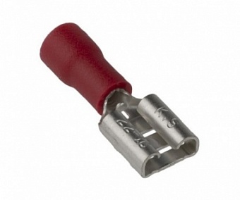FDV1-250-RED, Разъем ножевой изолированный мама, Сеч.провода: 0.5-1.5 мм2, Ширина.: 6,35 мм. мат.: л