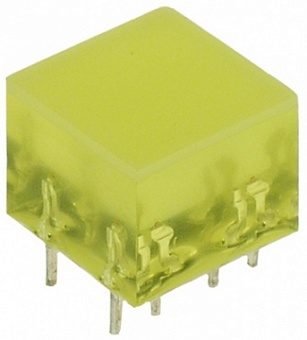 L-875/4YDT, светодиодный индикатор желтый 10х10мм 10мКд