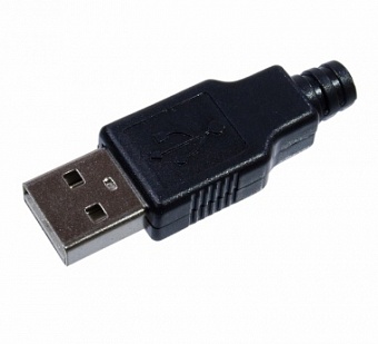 USB AM, вилка USB-A типа на кабель, кожух пластик