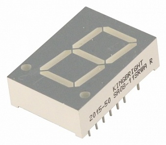 SC08-11SRWA, 20.32мм 7-сегментный индикатор, красный ОК, 24мКд
