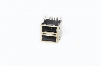 USBA-2J, Розетка USB двойная на плату черная (тип А)