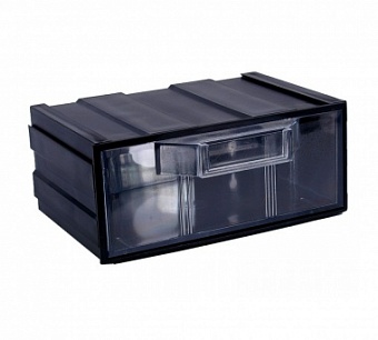 Бокс для р/дет К- 1 прозрачные/черный, Пластиковый контейнер для хранения крепежа, радиоэлектронных
