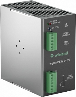 Блок питания WIPOS PSW 24-20, Импульсный источник питания, трехфазный, 24 V / 20 A, 480 W, диапазон