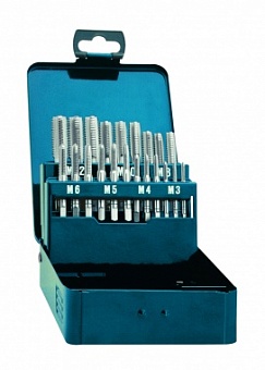 Набор резьбонарезного инструмента No 6050 HSS - метчики, 21 предмет, M3-M4-M5-M6-M8-M10-M12, ISO DIN