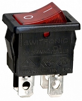 R19-20IBRBT2-G выключатель ON-OFF 250В 6A с красн. подсв.(B1151,SWR45)