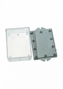 BOX-KA11 белый/прозрачн, Корпус пластиковый 90х65х30мм с крепежными проушинами