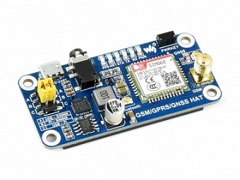 GSM/GPRS/GNSS/Bluetooth HAT for Raspberry Pi, Беспроводной shield для Raspberry Pi (SKU 13460)