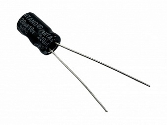 ECR221M16B, Конденсатор электролитический (220мкФ 16В 20% 85гр 6,3х11мм)
