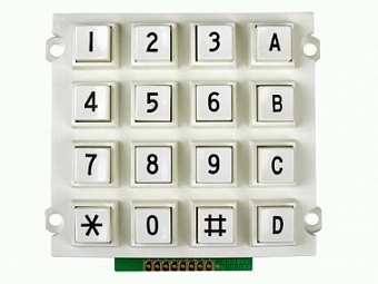 AK-1607-N-WWB, Клавиатура пластиковая, кол-во кнопок 4х4 (цифровая), разм.: 76 х 70.4 мм, цвет: белы