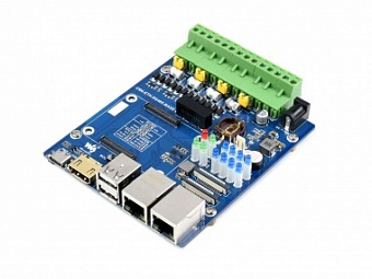 Dual ETH Quad RS485 Base Board (B) for Raspberry Pi Compute Module 4, Gigabit Ethernet, 4CH Isolated