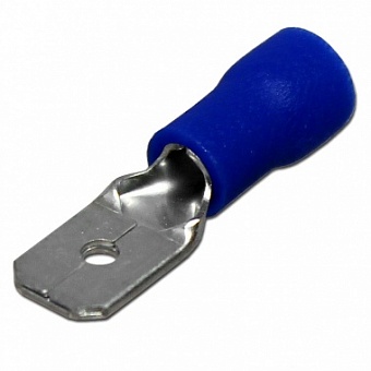 MDV2-250-(BLUE), Разъем ножевой изолированный папа, Сеч.провода: 1.5 - 2.5 мм2, Ширина.: 6,35 мм. ма