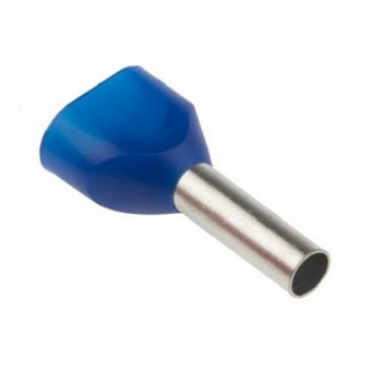 DTE02513, Кабельный наконечник втулочный изол под два провода, цвет синий. Гильза 13 мм. Сечение 2.5