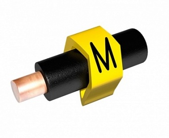 ECM-2R-M, Маркер кабельный ''M'' (на провод D=3,8~5,5мм, l=4мм, ПВХ, желтый-черный) (500шт)