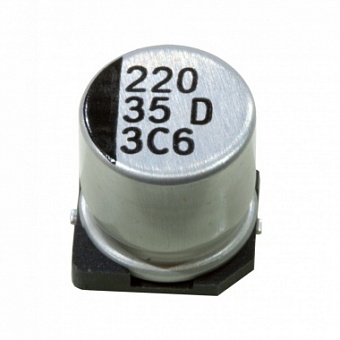 CE035M0220REG-1010, Конденсатор электролитический SMD (1010 220мкф 35В 20% 105гр 10x10,5мм)
