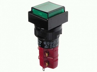 D16LAS1-2abKG, Кнопка с фиксацией зеленая (250В 5А LED подсветка)