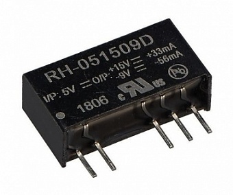 RH-051509D, Преобразователь DC/DC (вых.: 1Вт +15В -9В) SIP7