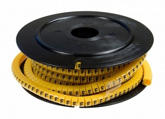 ECM-3R-F, Маркер кабельный ''F'' (на провод D=5~9мм, l=4мм, ПВХ, желтый-черный) (250шт)