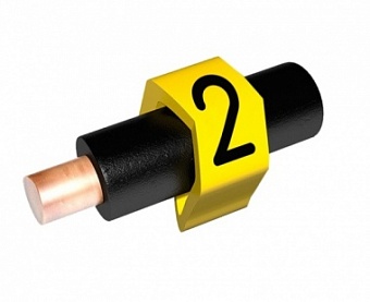 ECM-1.5R-2, Маркер кабельный ''2'' (на провод D=3,5~4,5мм, l=4мм, ПВХ, желтый-черный) (1000шт)