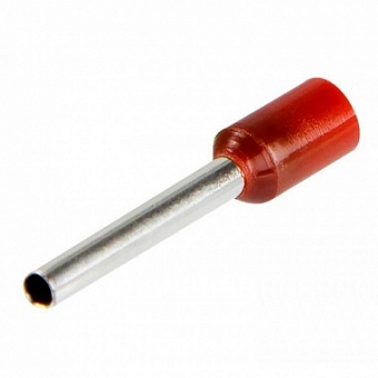 E1518 RED, Наконечник трубчатый с защитой провода, 1x1.5 мм.кв., матер.: обжимной гильзы - медь лужё