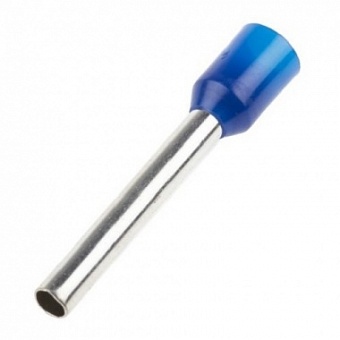 E2518 BLUE, Наконечник трубчатый с защитой провода, 1x2.5 мм.кв., матер.: обжимной гильзы - медь луж