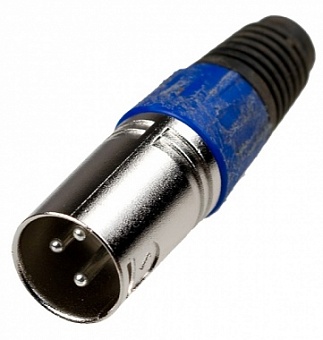 1-503 BL, Разъем XLR 3P шт металл цанга на кабель, синий
