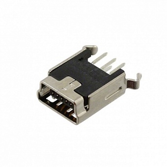 651005136421, Гнездо мини USB тип В на плату вертикальное