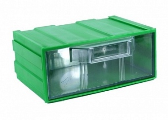 Бокс для р/дет К- 1 прозрачные/зеленый, Пластиковый контейнер для хранения крепежа, радиоэлектронных