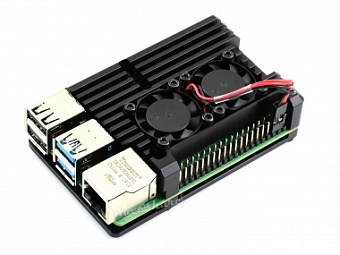 Aluminium Alloy Case for Raspberry Pi 4, Dual Cooling Fans