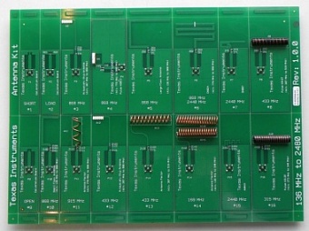 CC-ANTENNA-DK, демонстрационный набор из 16 печатных антенн на разные частоты от 136Мгц до 2.4ГГц