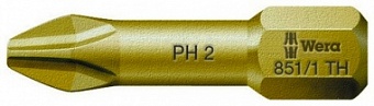 851/1 TH PH бита торсионная, экстратвёрдые, хвостовик 1/4 C 6.3, PH 2 x 25 мм
