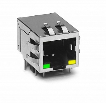 J0026D01BNL, Телекоммуникационный трансформатор 1:1 Ethernet RJ45, 2 светодиода зеленый и желтый