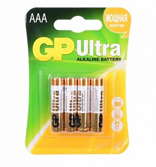 24AU-U4, Батарейка alkaline AAA Ultra 1,5В (блистер 4шт.), цена за 1шт.