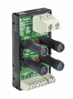 Блок wipos FM 4-10, Предохранительный блок, на 4 предохранителя 5*20 мм, диапазон входных напряжений