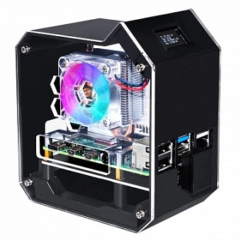 Mini Tower NAS Kit for Raspberry Pi 4B, support up to 2TB M.2 SATA SSD, Strong Heat Dissipation, OLE