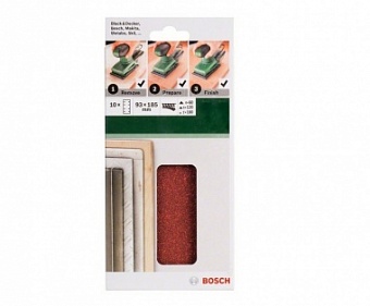 Набор Bosch из 10 шлифлистов для виброшлифмашин (93 x 185 мм) 4xP60/4xP120/2xP180