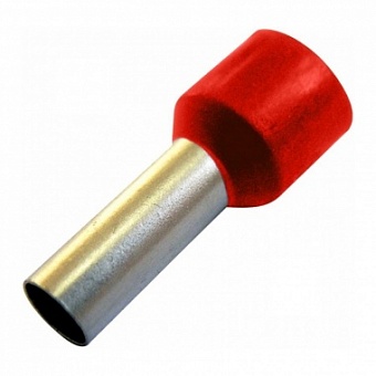 E1508 RED, Наконечник трубчатый с защитой провода, 1x1.5 мм.кв., матер.: обжимной гильзы - медь лужё