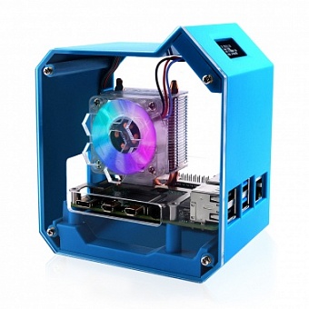 Mini Tower Kit For Raspberry Pi 4B, Desktop Computer Case, Strong Heat Dissipation, OLED Screen Disp