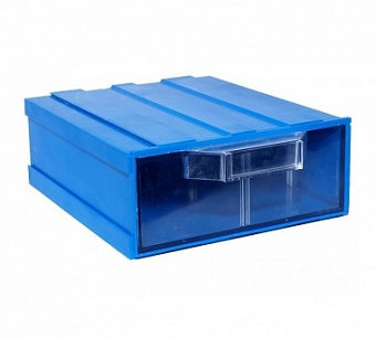 Бокс для р/дет К- 1 прозрачные/синий, Пластиковый контейнер для хранения крепежа, радиоэлектронных к