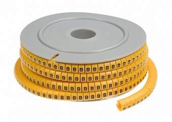 ECM-2R-B, Маркер кабельный ''B'' (на провод D=3,8~5,5мм, l=4мм, ПВХ, желтый-черный) (500шт)