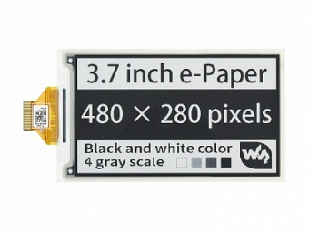 3.7inch e-Paper e-Ink Raw Display, 480*280, Black / White, 4 Grey Scales, SPI, Without PCB