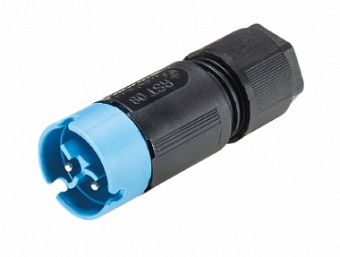 Разъем RST08i3/2S S1 ZR1SH BL, Вилочный разъем на кабель диам. 4-7 мм, IP68(69k), 2 полюса, цвет: си