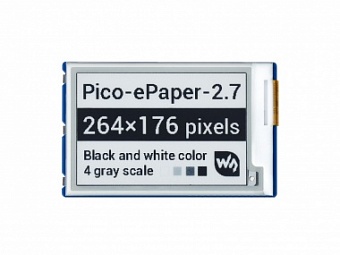 2.7inch E-Paper E-Ink Display Module for Raspberry Pi Pico, 264*176, Black / White, 4 Grayscale, SPI