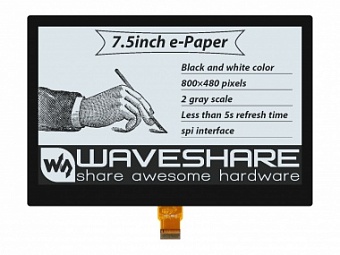 7.5inch e-Paper (G) E-Ink Optical Bonding Display, 800*480, Black / White, SPI, without PCB