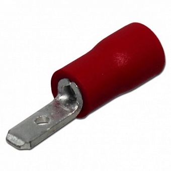 MDV1-110(5)-(RED), Разъем ножевой изолированный папа, Сеч.провода: 0.5 - 1.5 мм2, Ширина.: 2,8 мм. м