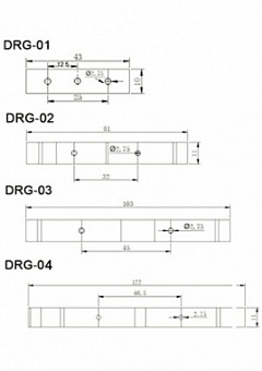 DRG-02, крепеж для печатных плат на DIN-рейку L81мм шаг 32мм  с винтами